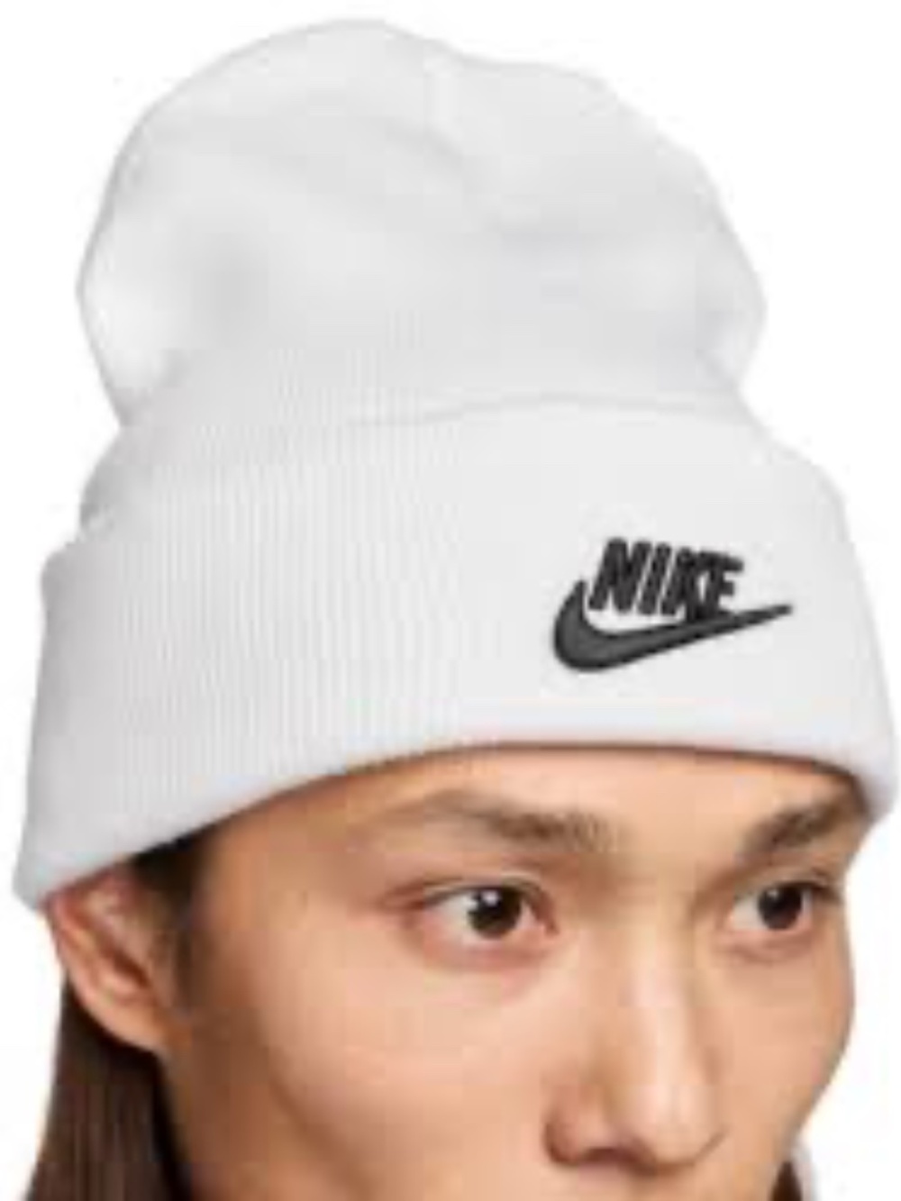Nike Peak Tall Cuff Beanie in White